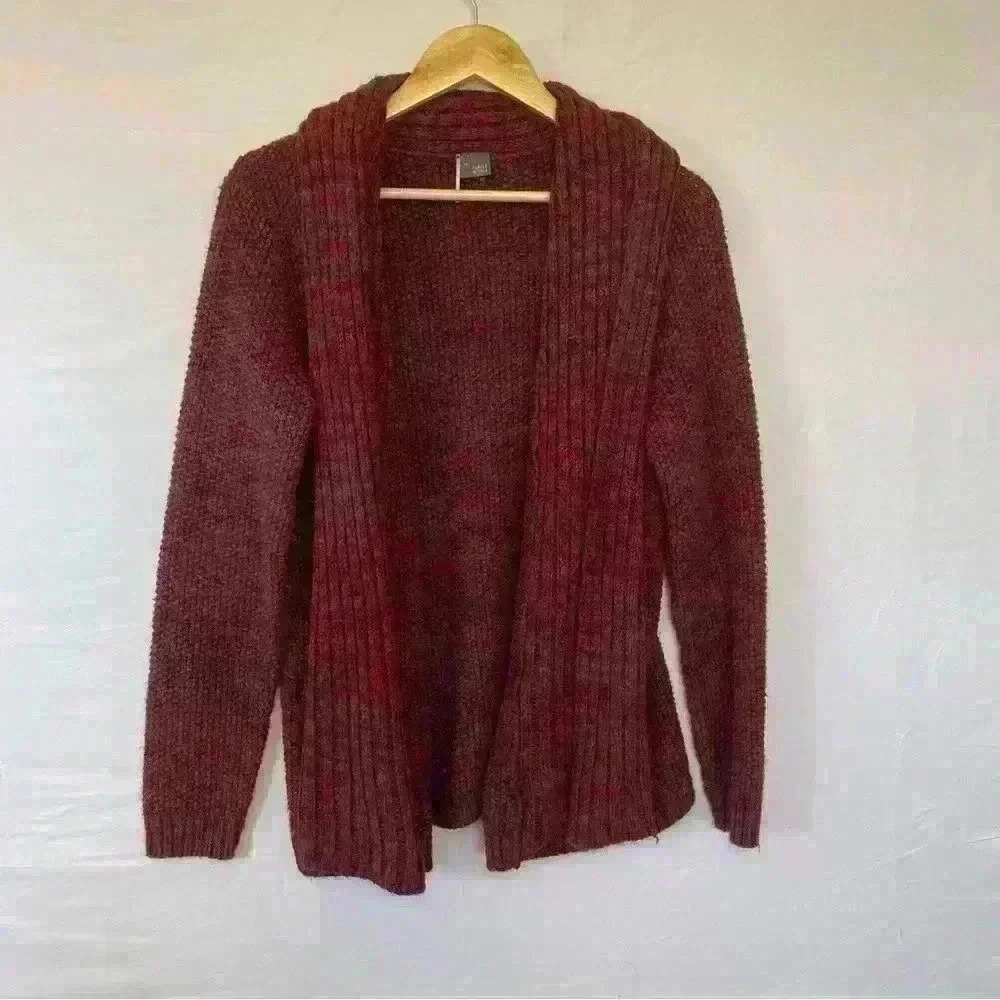 Sparkle and Fade Open Cardigan Red and Grey Size Medium